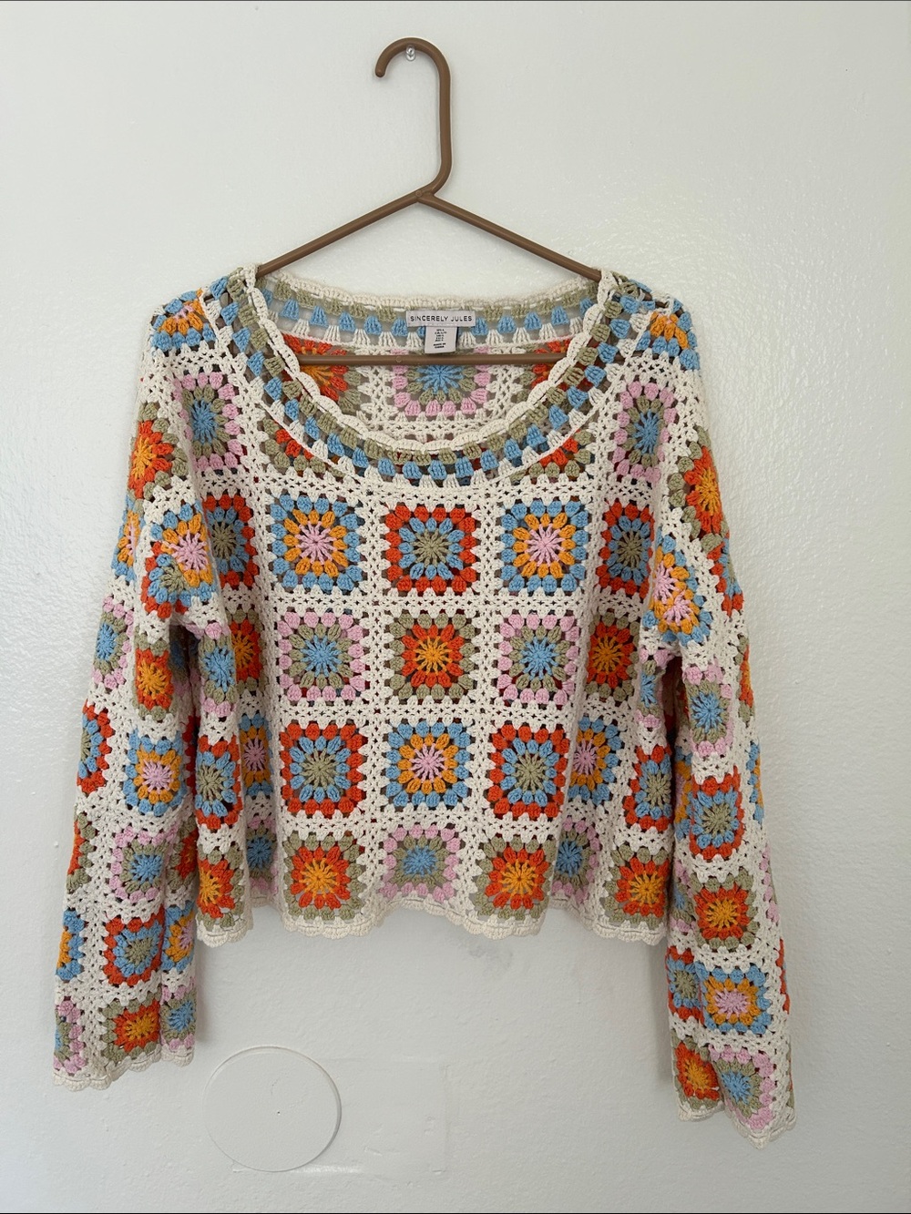 Eternal Sunshine Crochet Square Sweater - Multicolor